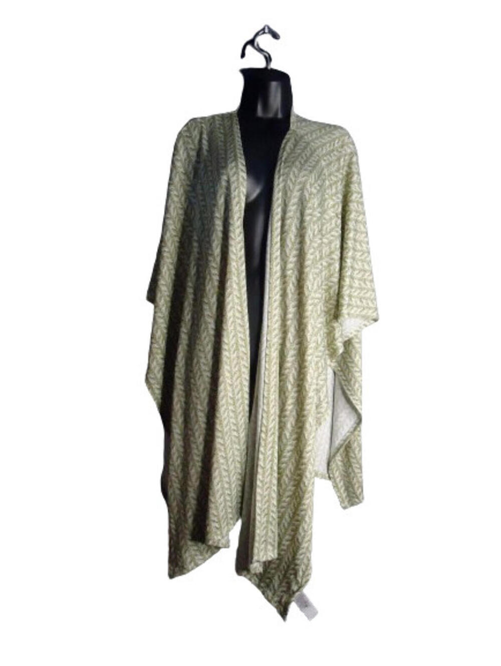 LuLaRoe Drapey Cape Poncho Cardigan Womens Size S/M Green Cream Print